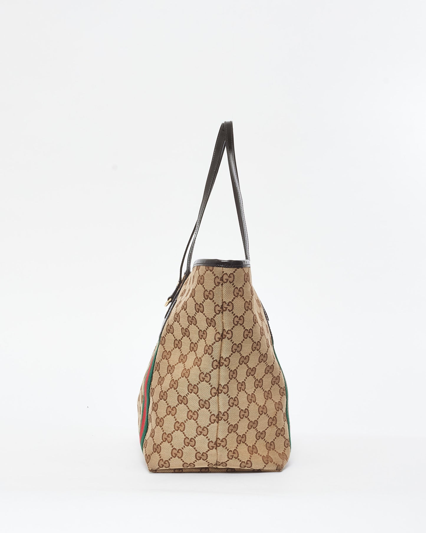 Gucci Brown Monogram Canvas 
Web Jolie Tote (No Charms)