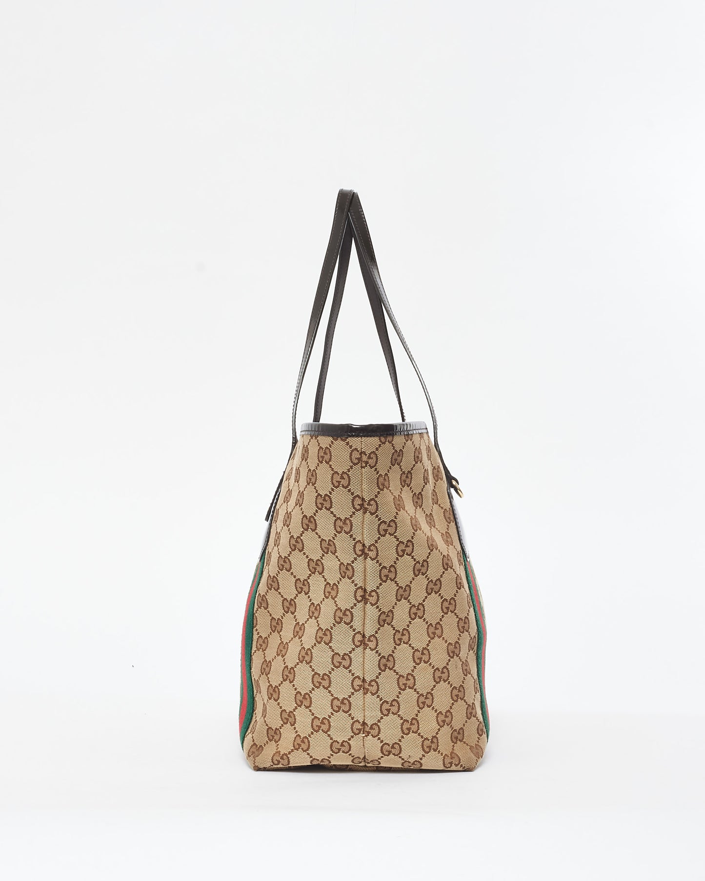 Gucci Brown Monogram Canvas 
Web Jolie Tote (No Charms)