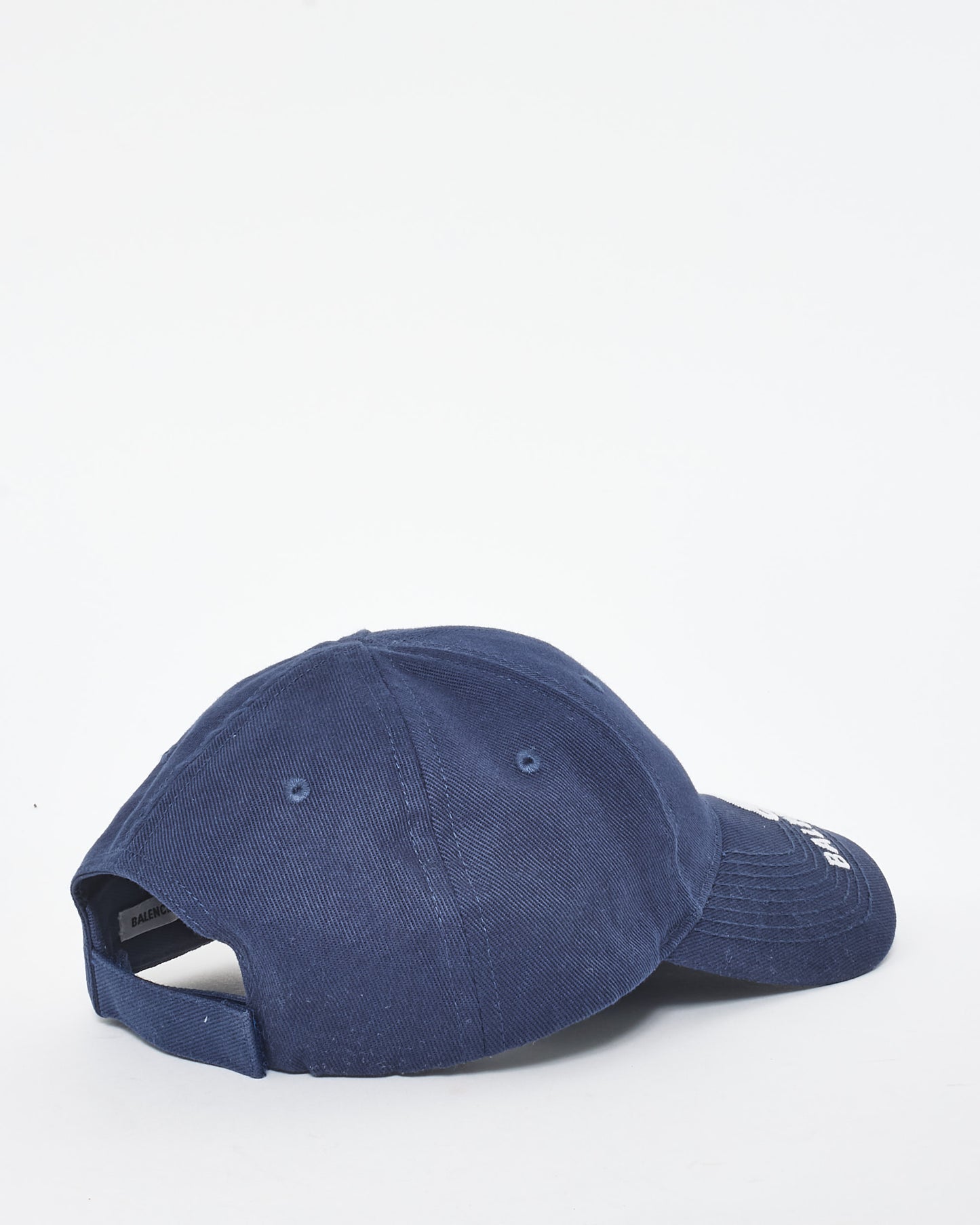 Balenciaga Navy Canvas 
White Logo Dad Baseball Cap - L (58CM)