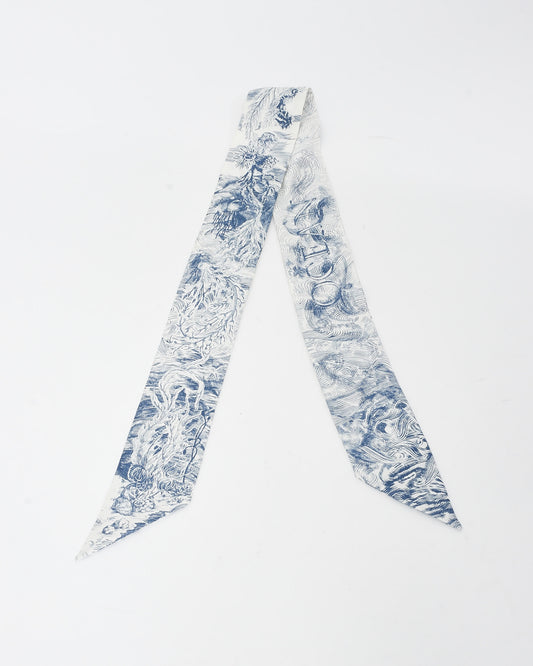 Dior Blue 
White Silk Toile De Jouy Twilly