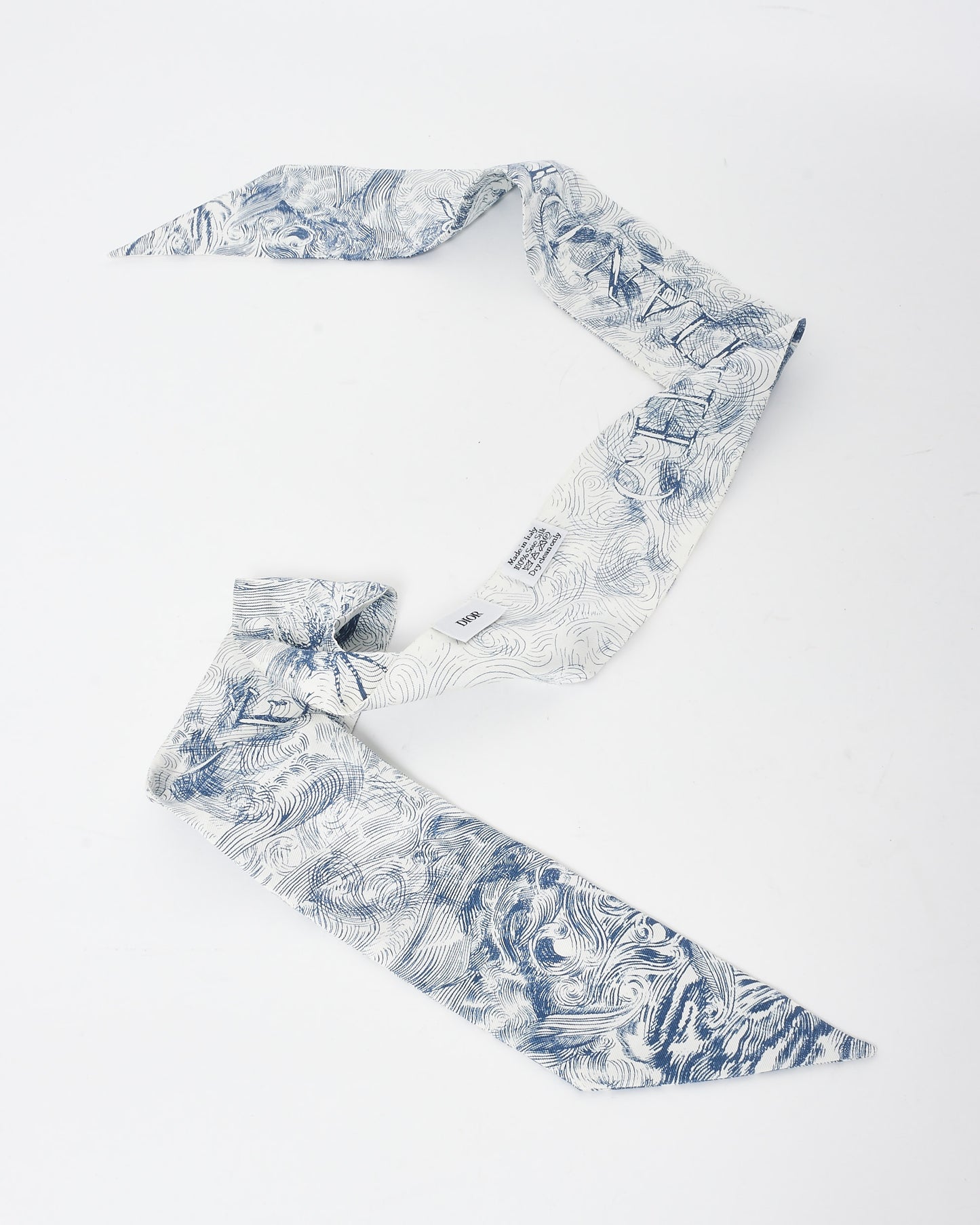 Dior Blue 
White Silk Toile De Jouy Twilly