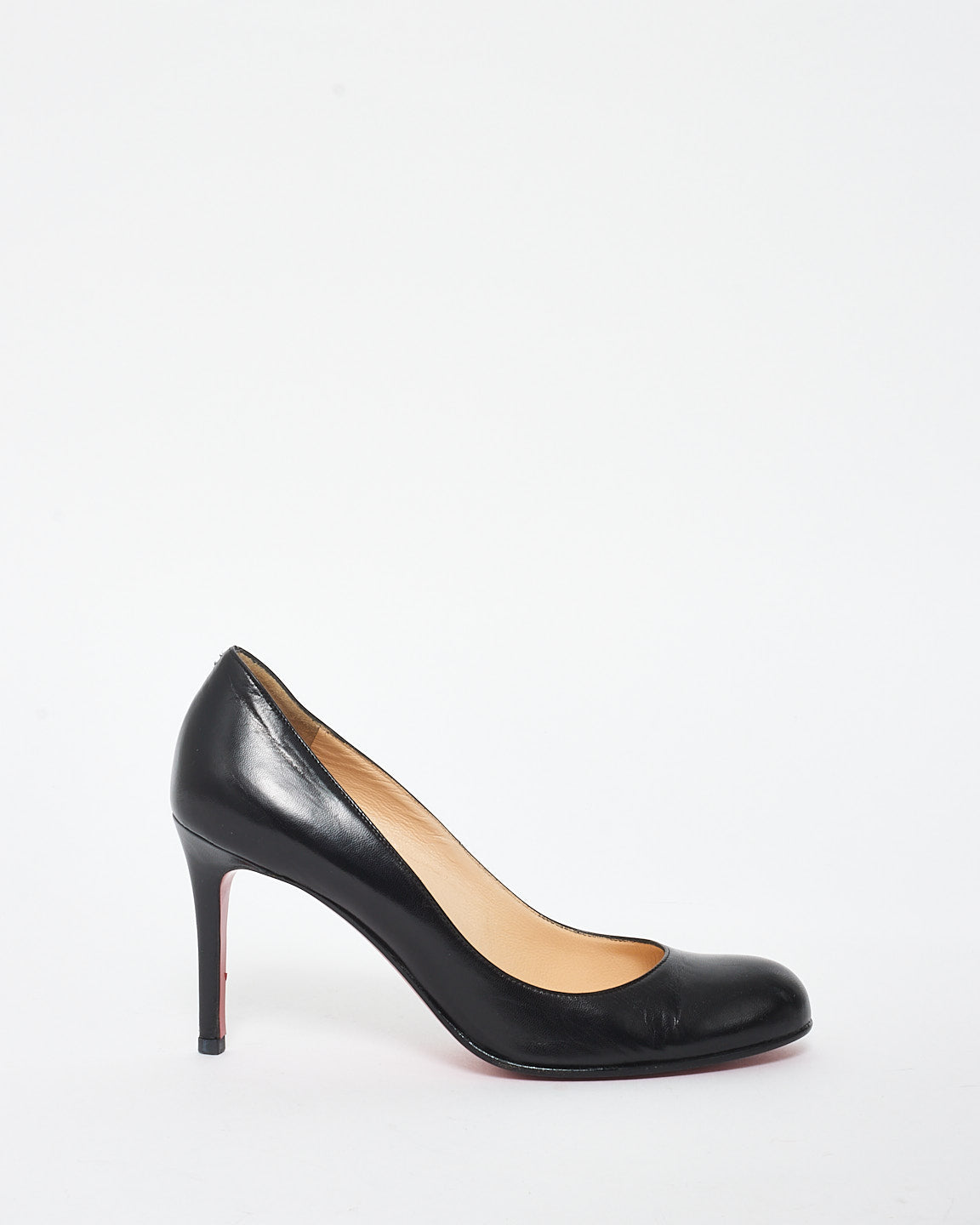 Christian Louboutin Black Leather Round Toe 85MM Pumps - 37.5