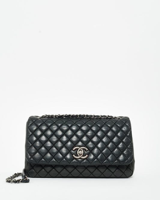 Chanel Black Lambskin Gunmetal Hardware Flap Shoulder Bag