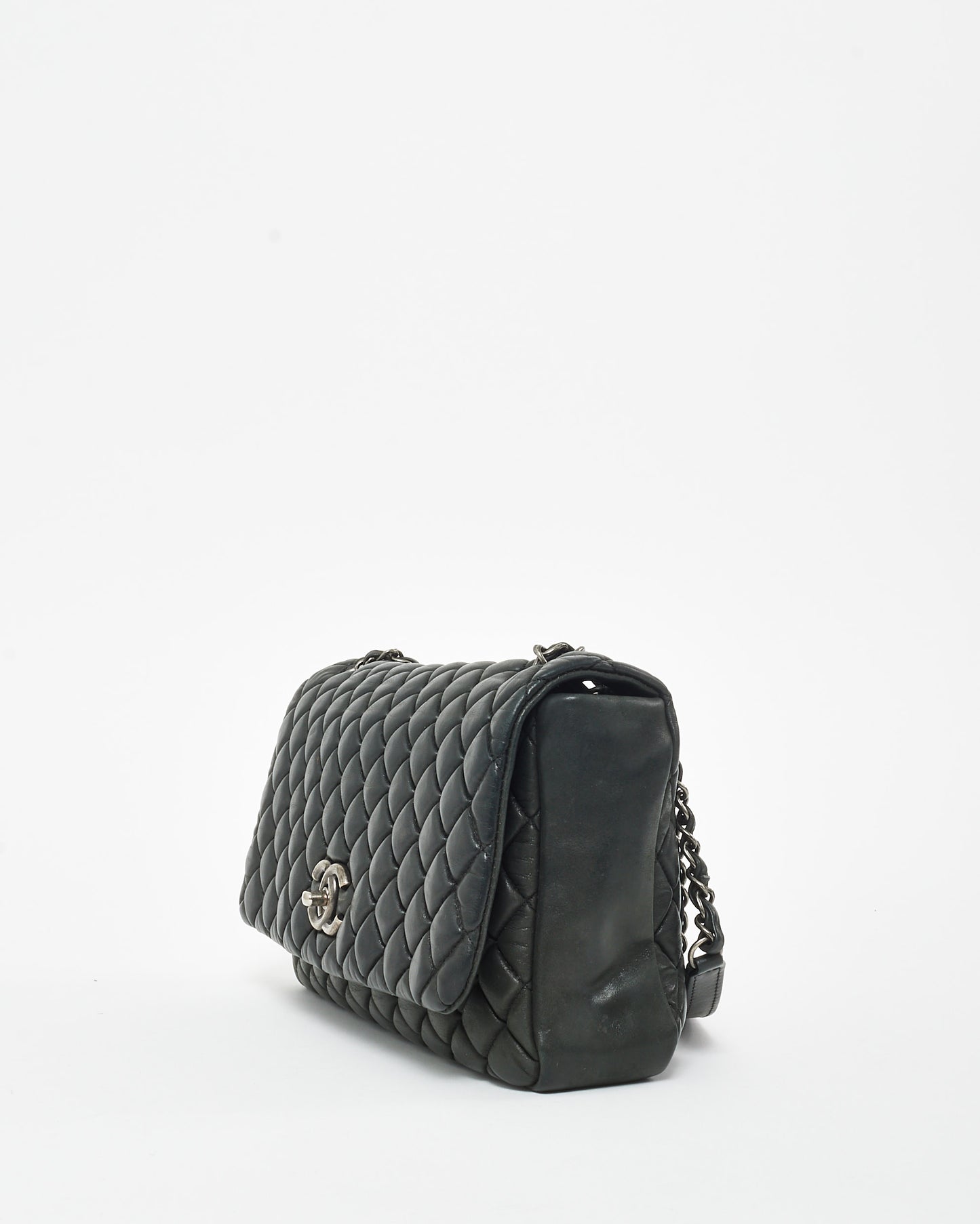 Chanel Black Lambskin Gunmetal Hardware Flap Shoulder Bag