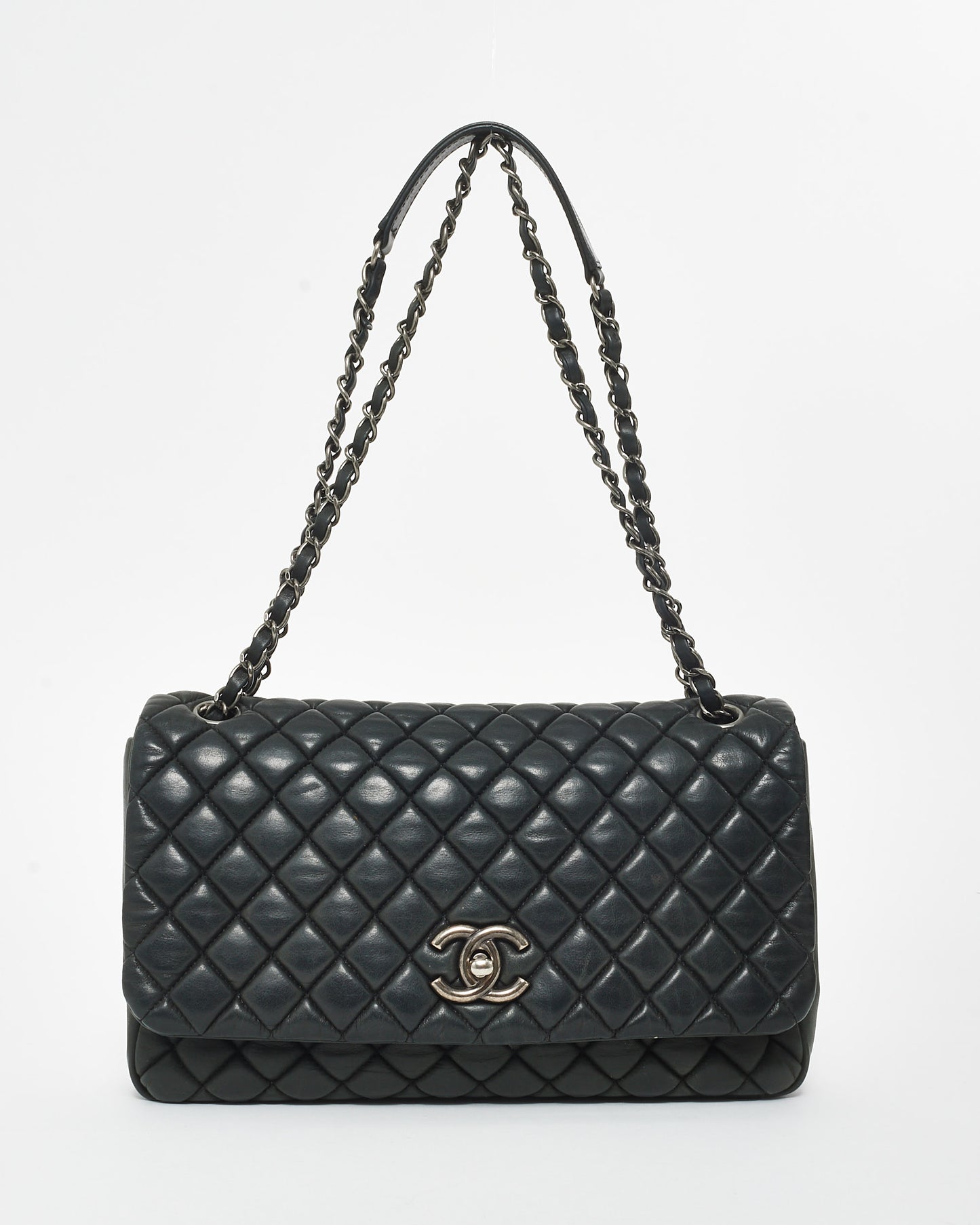 Chanel Black Lambskin Gunmetal Hardware Flap Shoulder Bag