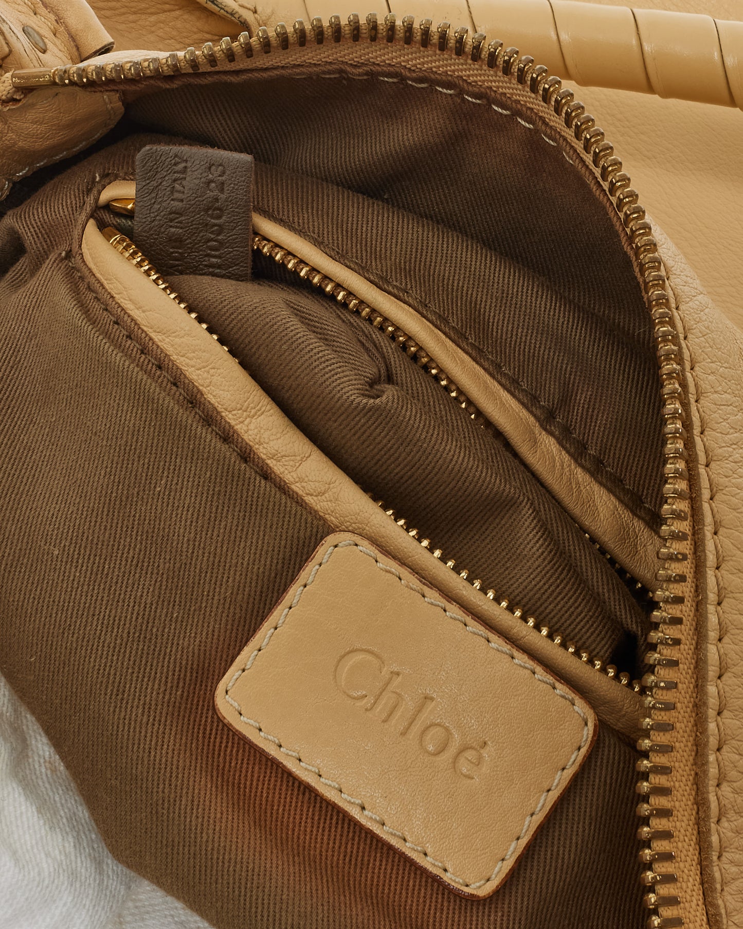 Chloé Light Beige Leather Small Marcie Saddle Bag