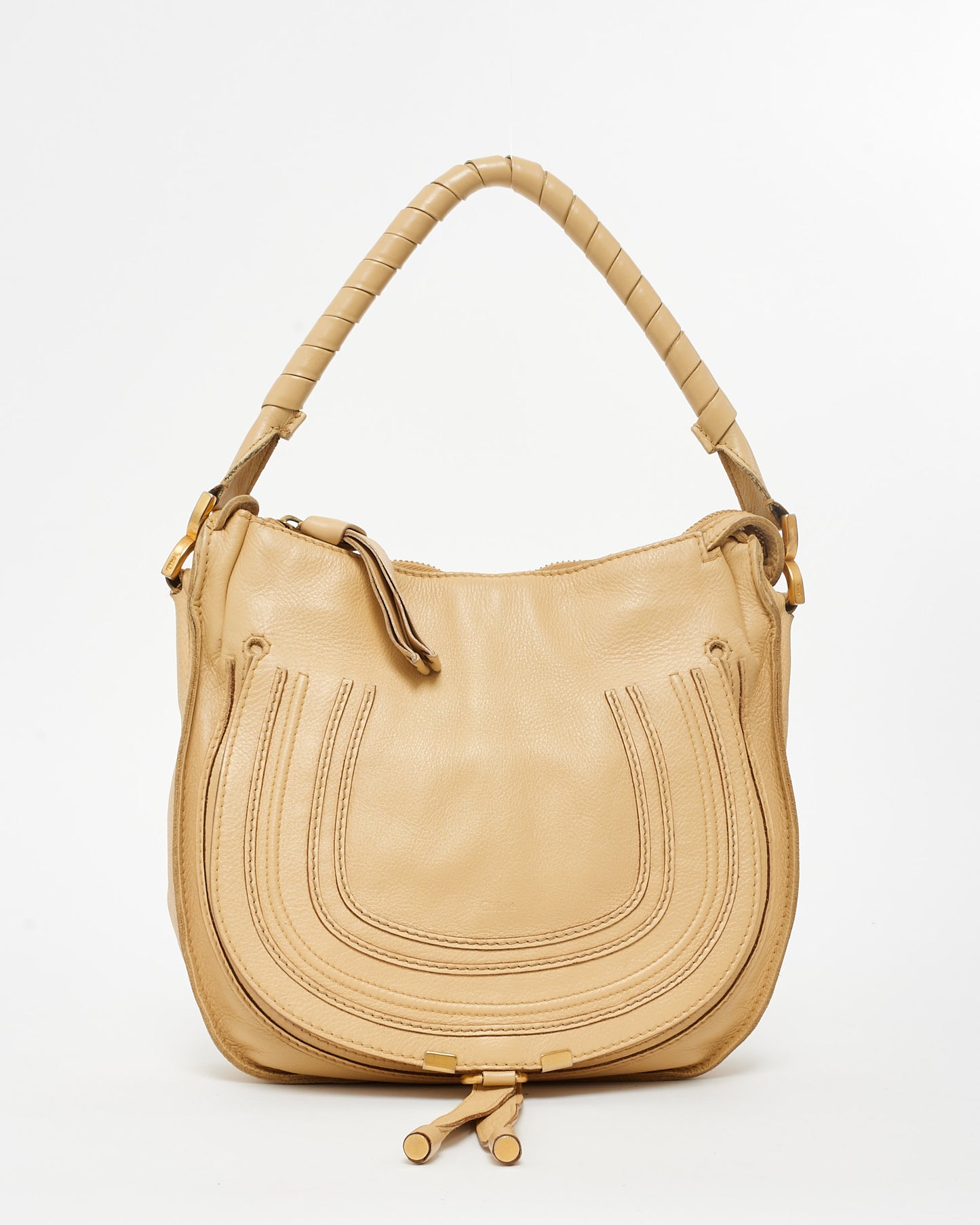 Chloé Light Beige Leather Small Marcie Saddle Bag