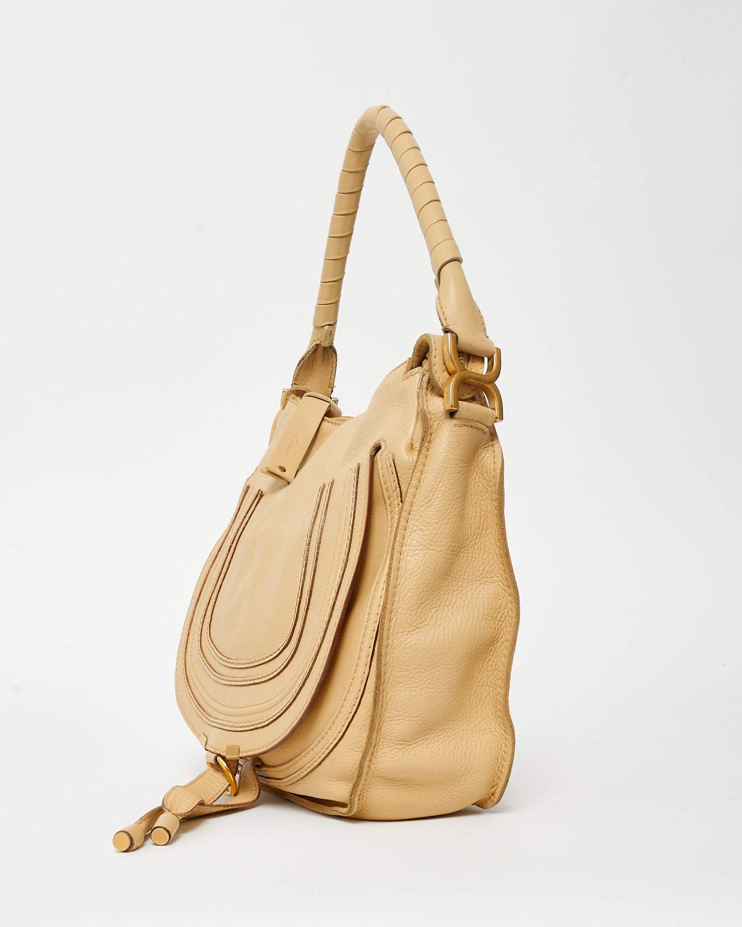 Chloé Light Beige Leather Small Marcie Saddle Bag