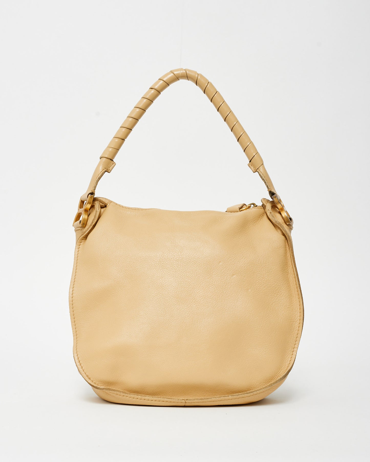 Chloé Light Beige Leather Small Marcie Saddle Bag