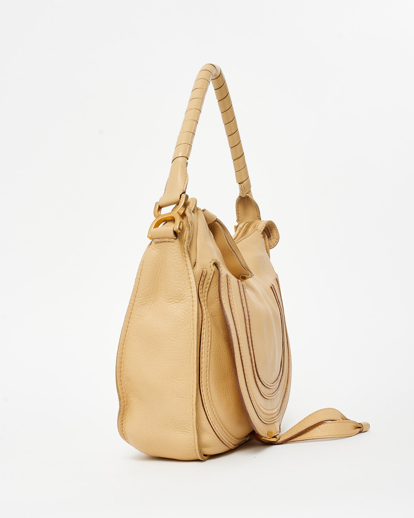 Chloé Light Beige Leather Small Marcie Saddle Bag