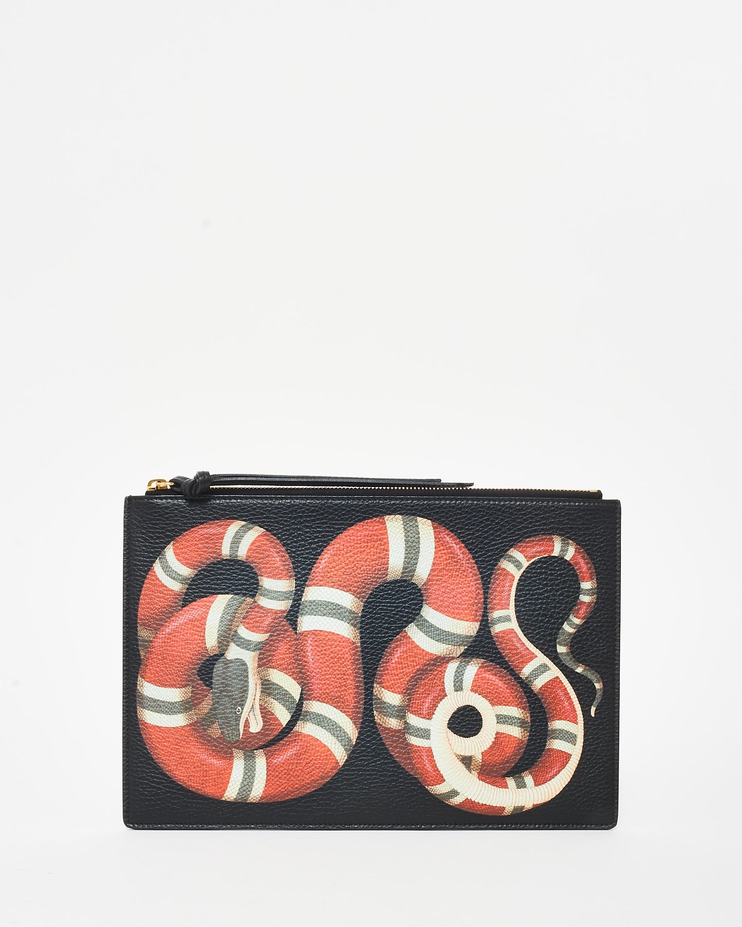 Gucci Black Leather 
Red Snake Pouch