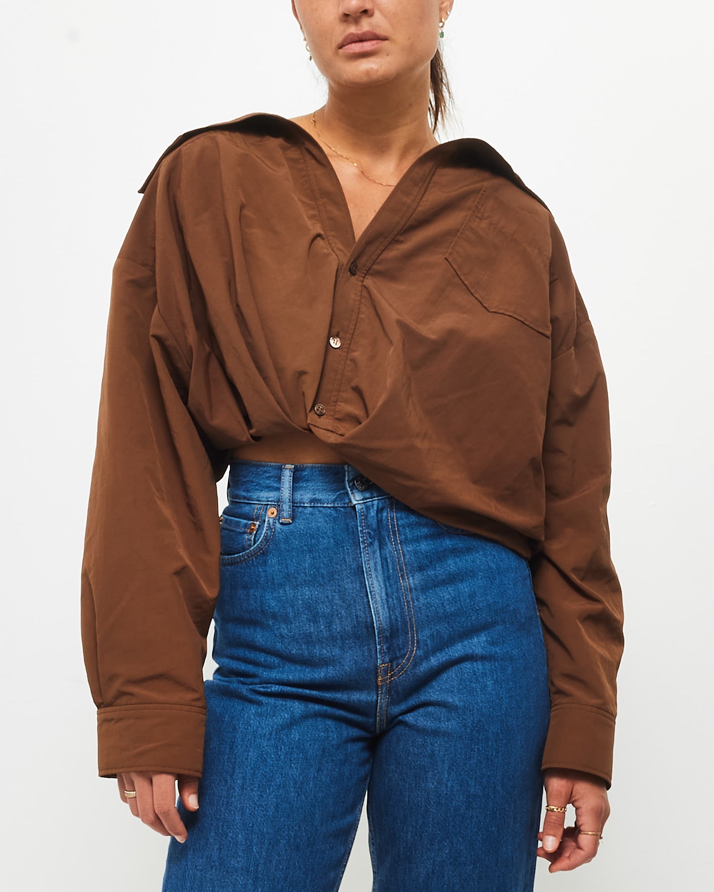 Jacquemus Brown La Montagne Cropped Blouse - 42