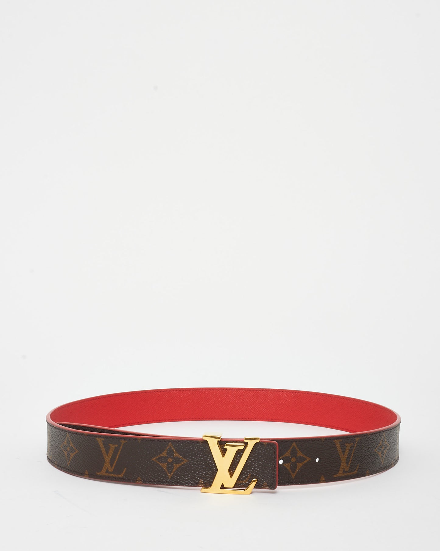 Louis Vuitton Monogram Coated Canvas 
Red Reversible Logo Belt - 80/32