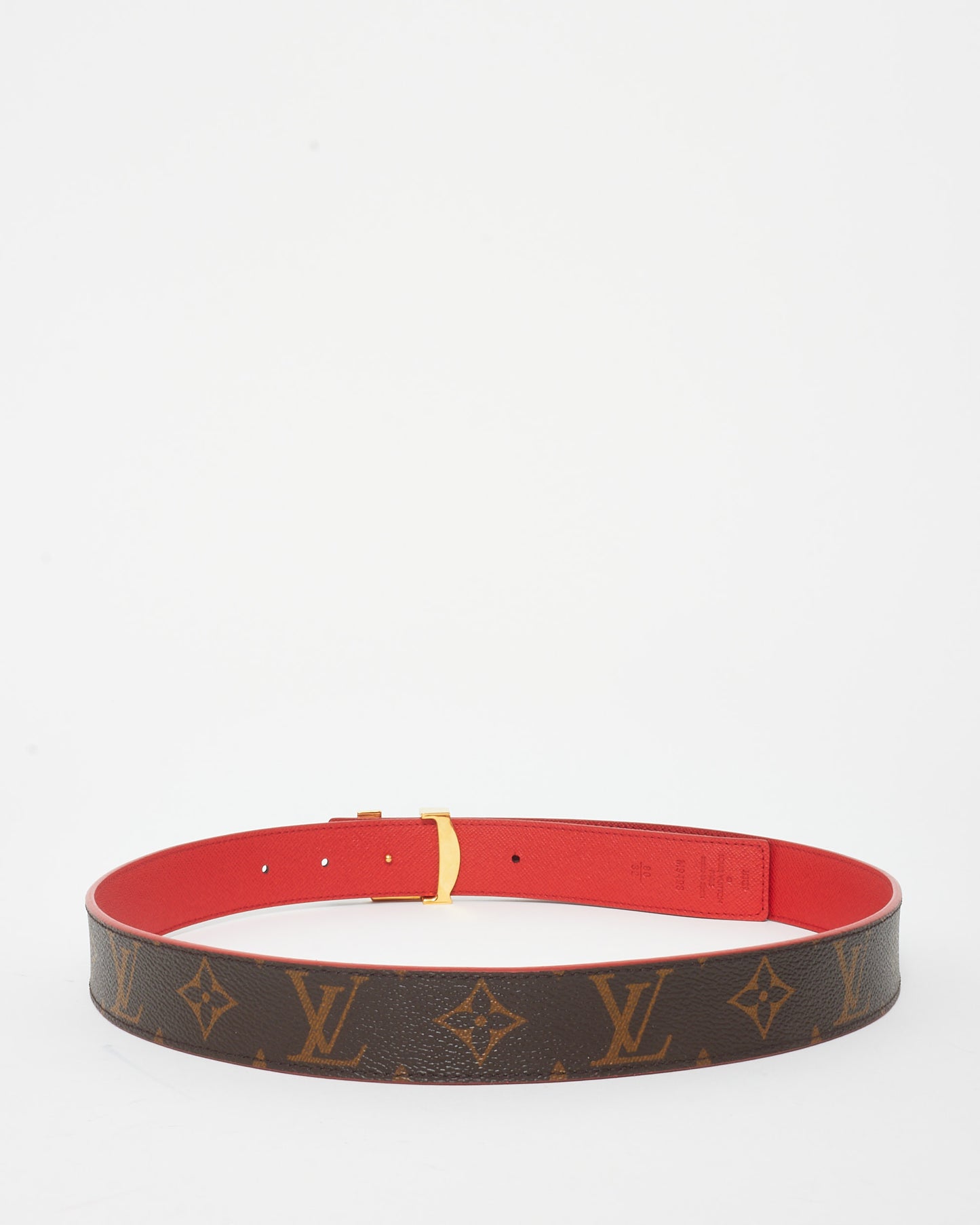 Louis Vuitton Monogram Coated Canvas 
Red Reversible Logo Belt - 80/32