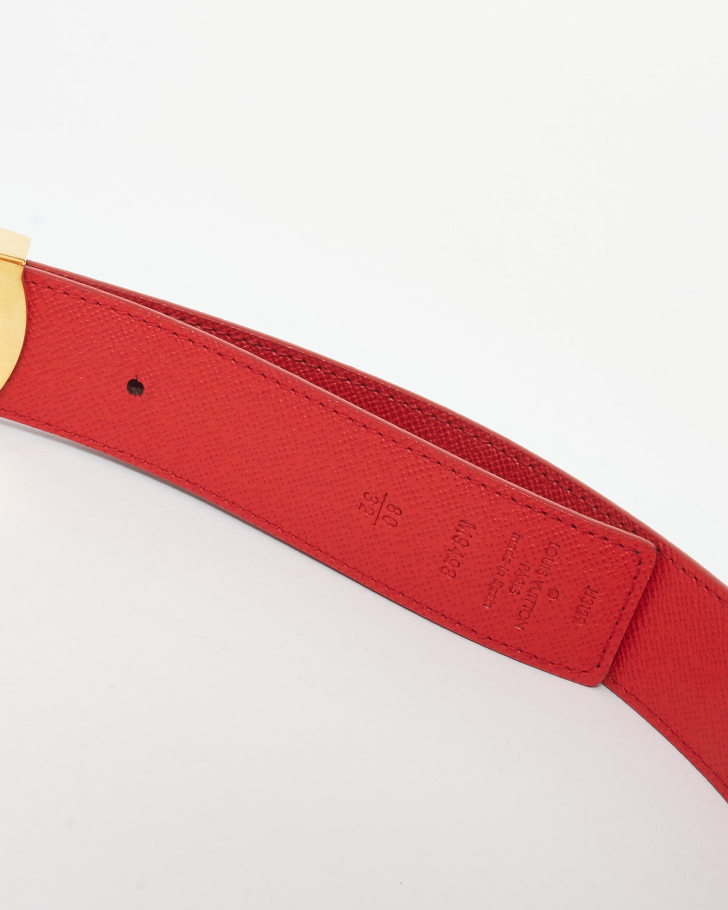 Louis Vuitton Monogram Coated Canvas 
Red Reversible Logo Belt - 80/32