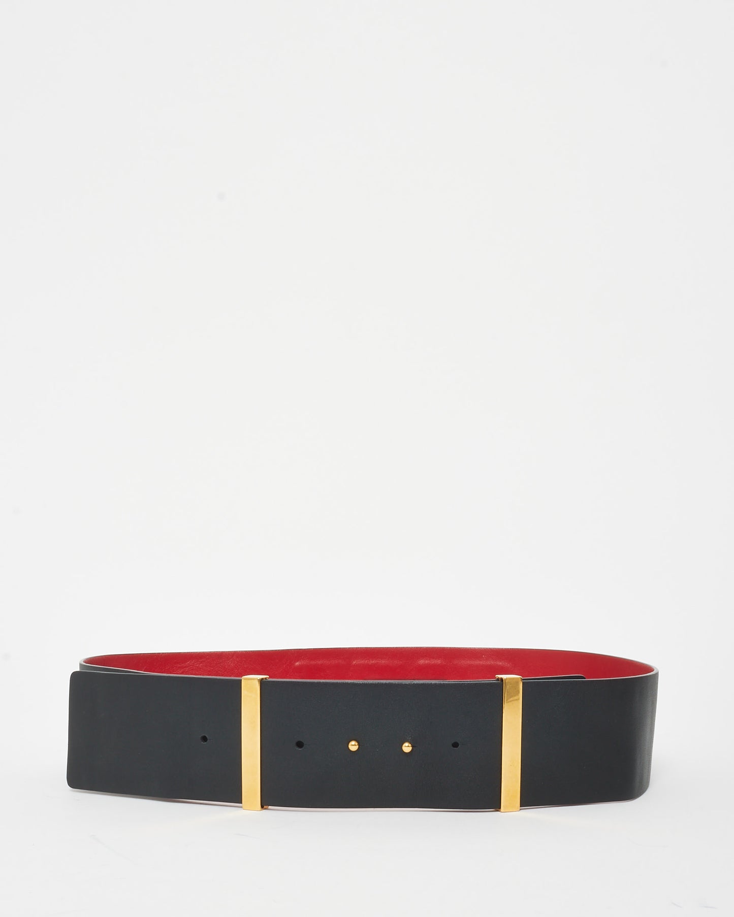 Valentino Black Leather VLTN Wide Belt - 85/34