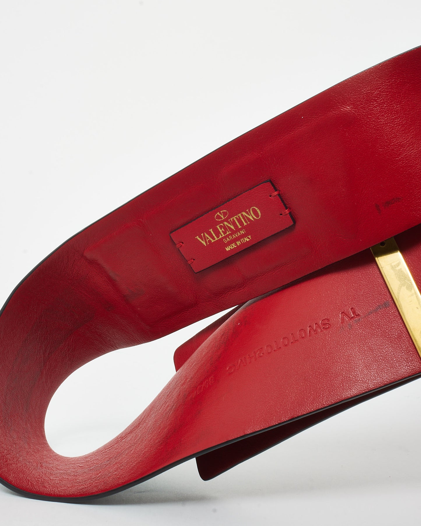 Valentino Black Leather VLTN Wide Belt - 85/34