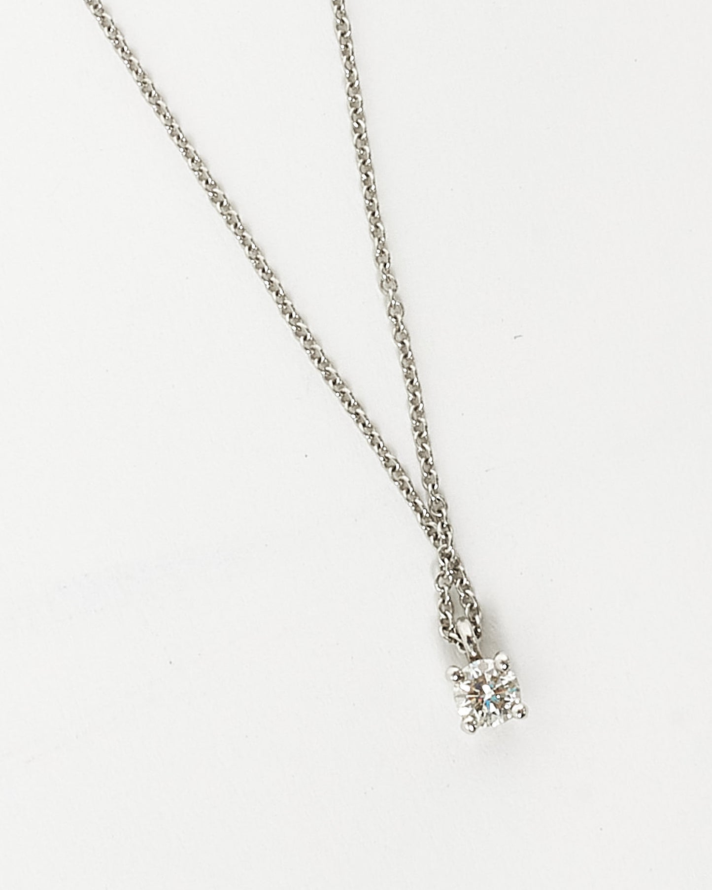 Tiffany 
Co. Silver Platinum Solitaire Dimond Pendant Necklace