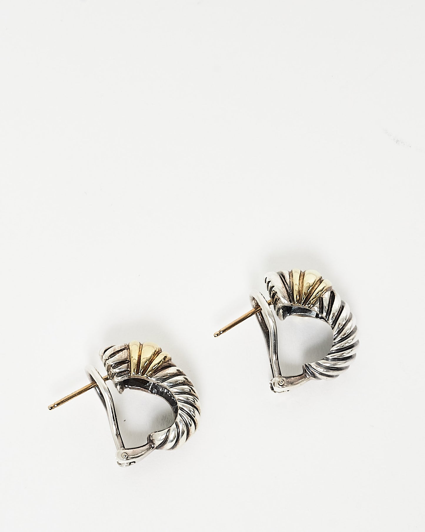 David Yurman Sterling Silver 
Gold Cable Crevette Earrings