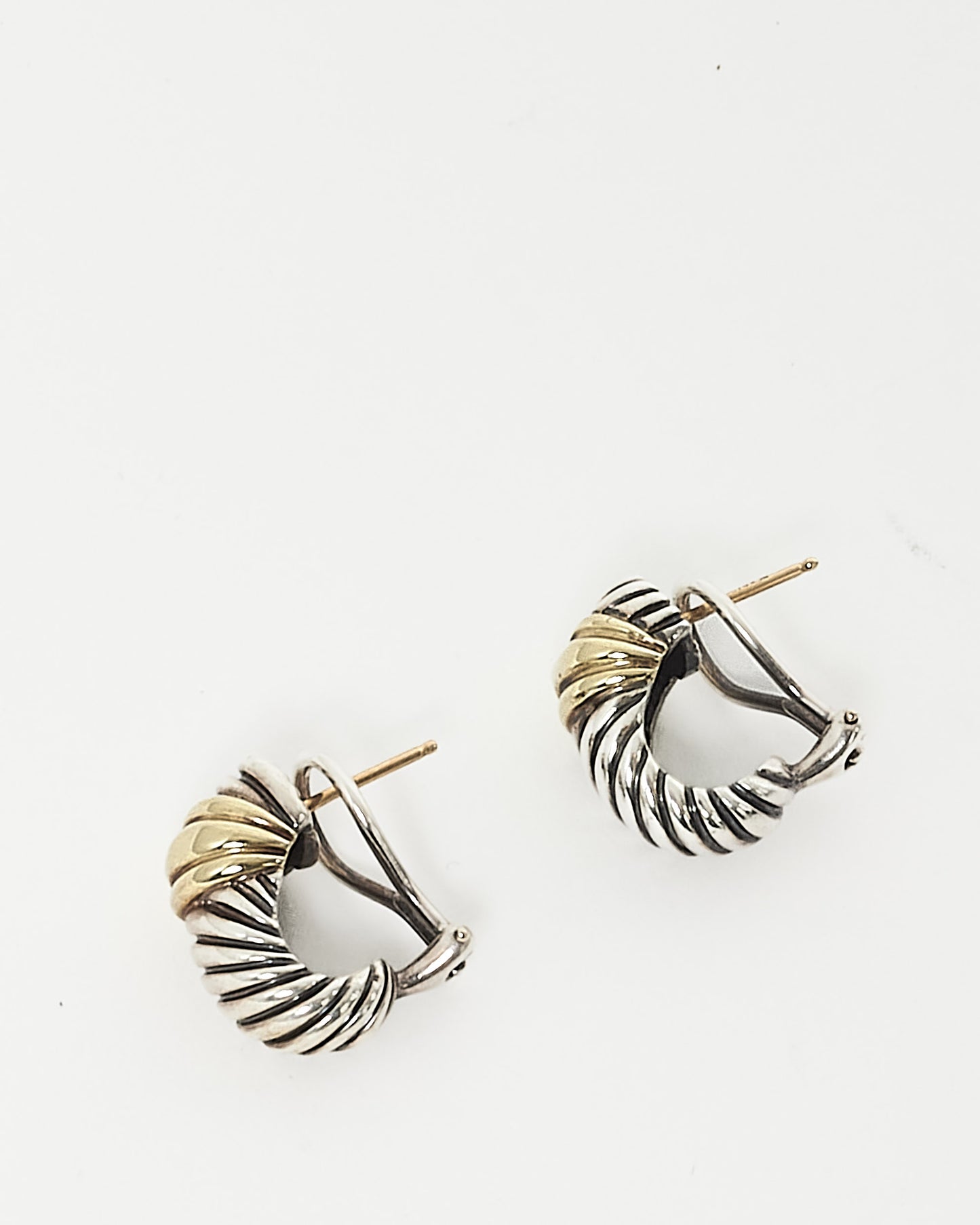 David Yurman Sterling Silver 
Gold Cable Crevette Earrings