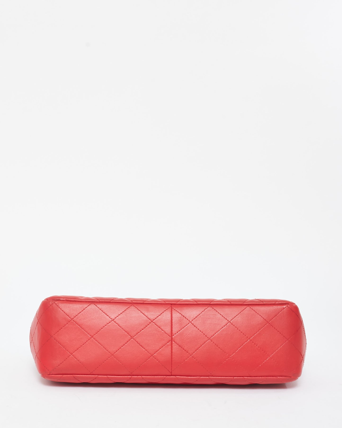 Chanel Red Lambskin Leather Jumbo Single Classic Flap Bag SHW