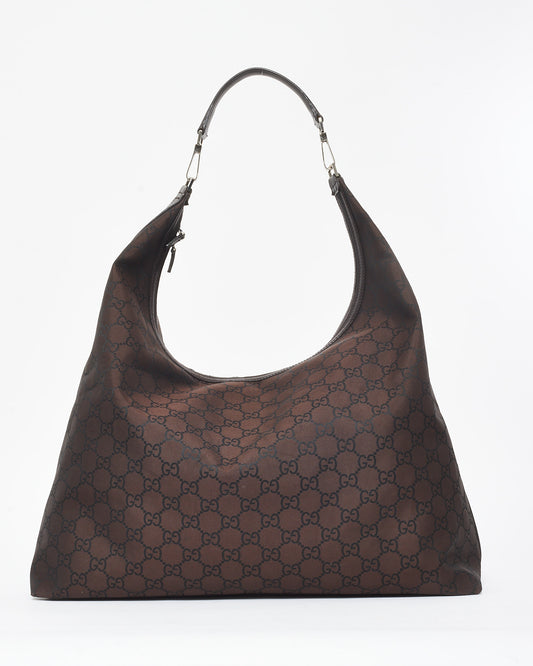 Gucci Brown Monogram Canvas Oversized Hobo Weekender Shoulder Bag