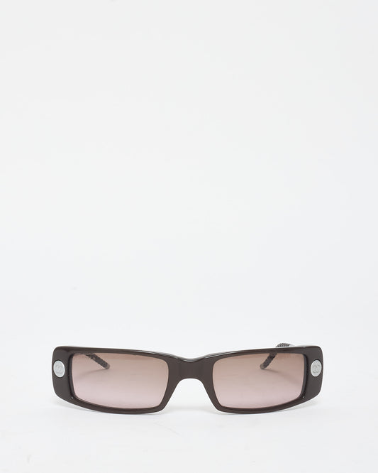 Chanel Vintage Brown Acetate c.638/12 Rectangular Sunglasses