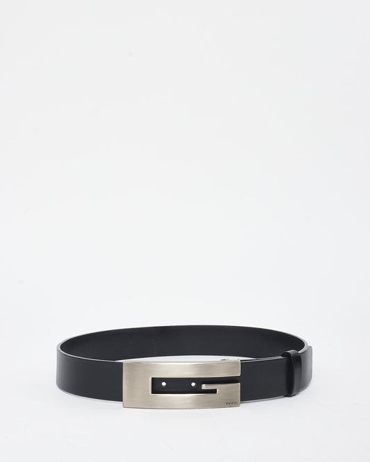 Gucci Black Leather Large G Belt - 75/30