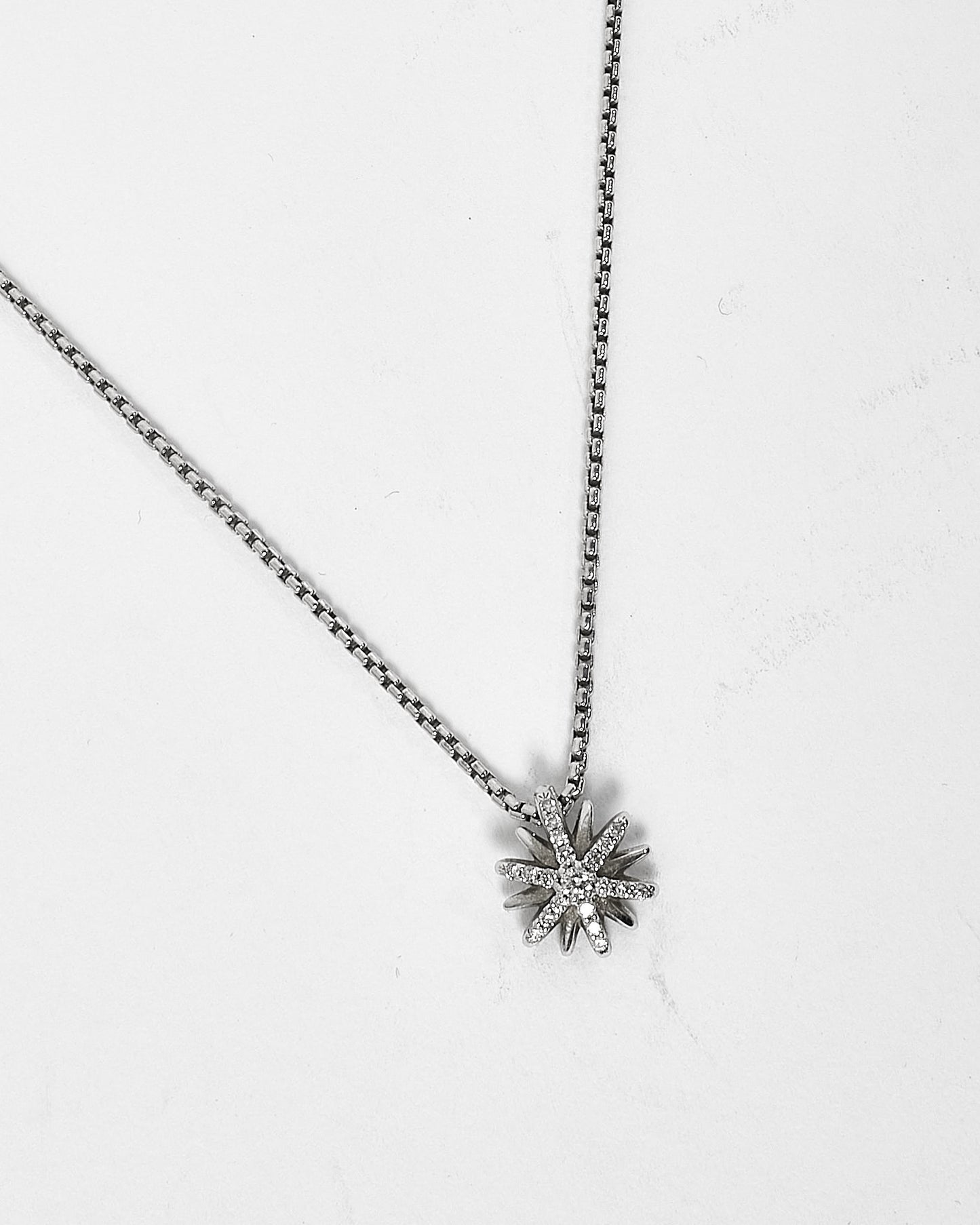 David Yurman Silver 
Diamond Snowflake Necklace