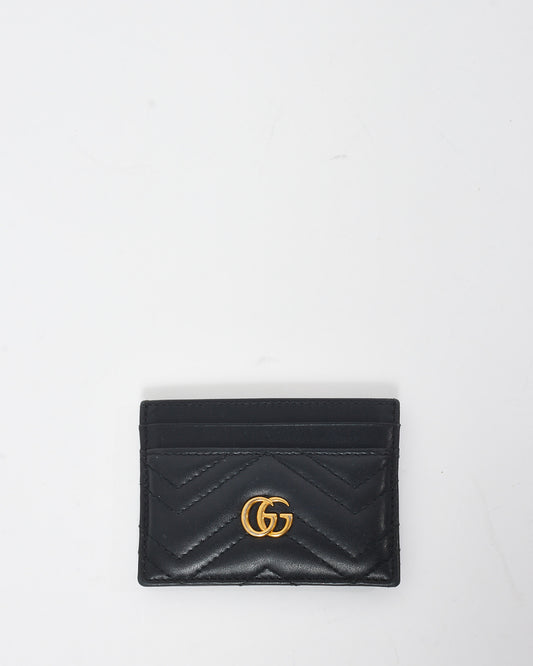 Gucci Black Leather GG Marmont Card Holder