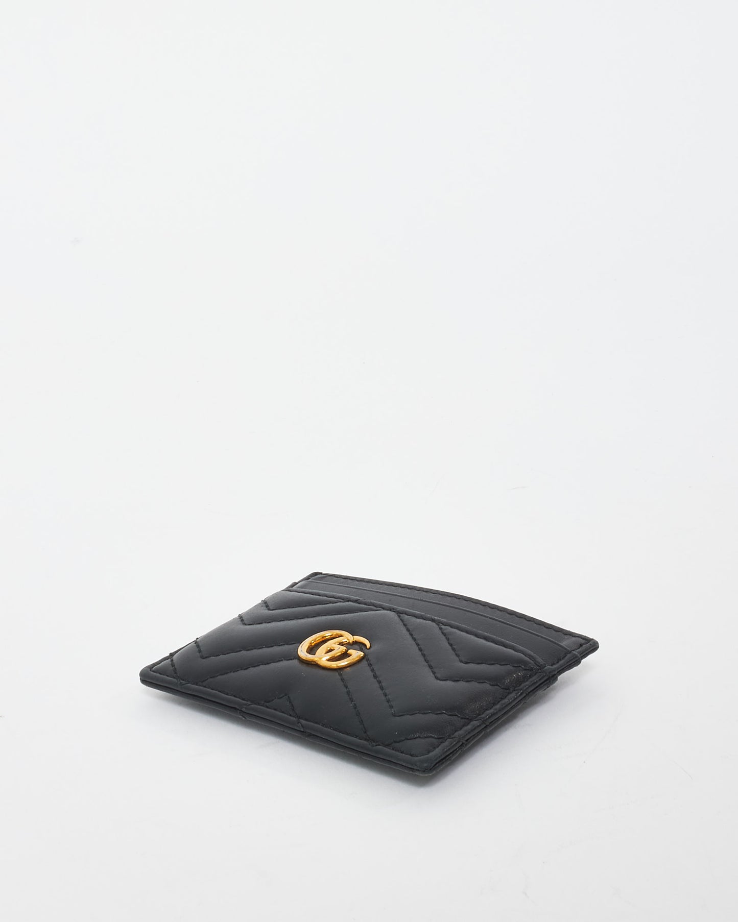 Gucci Black Leather GG Marmont Card Holder