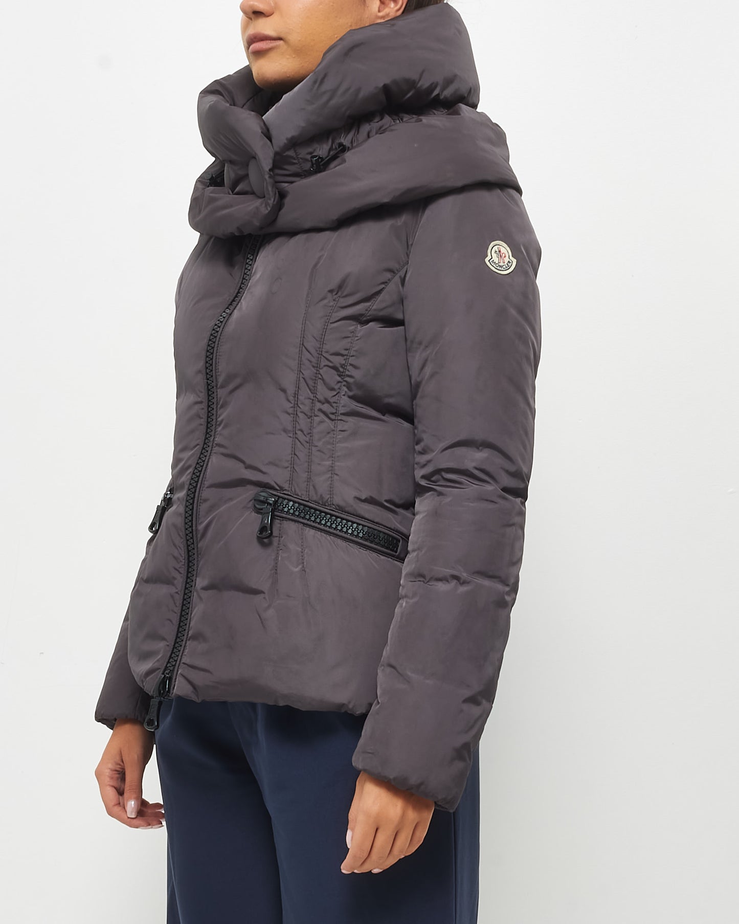 Moncler Grey Funnel Collar Slim Puffer Jacket - 2