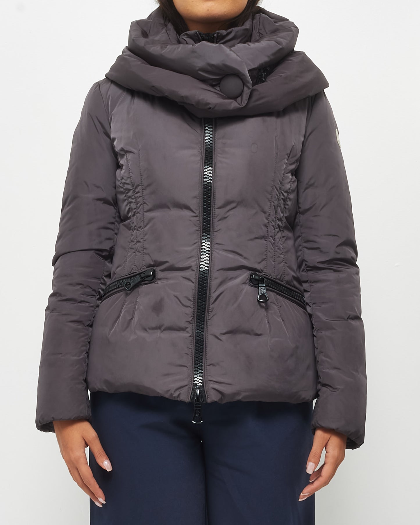 Moncler Grey Funnel Collar Slim Puffer Jacket - 2