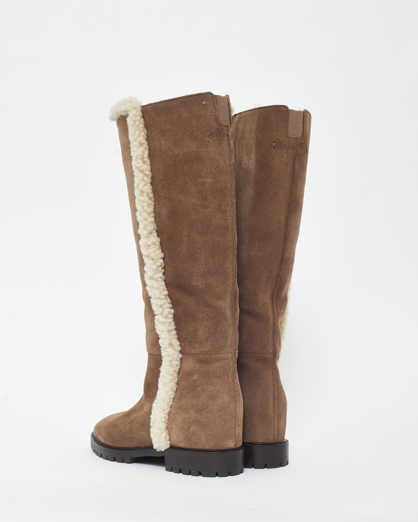 Aquatalia Brown Suede 
Shearling High Shaft Boots - 6