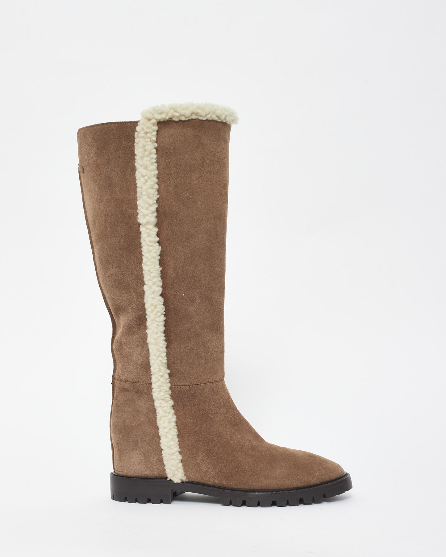 Aquatalia Brown Suede 
Shearling High Shaft Boots - 6