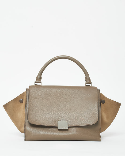 Celine Taupe Leather 
Suede Mini Trapeze Bag