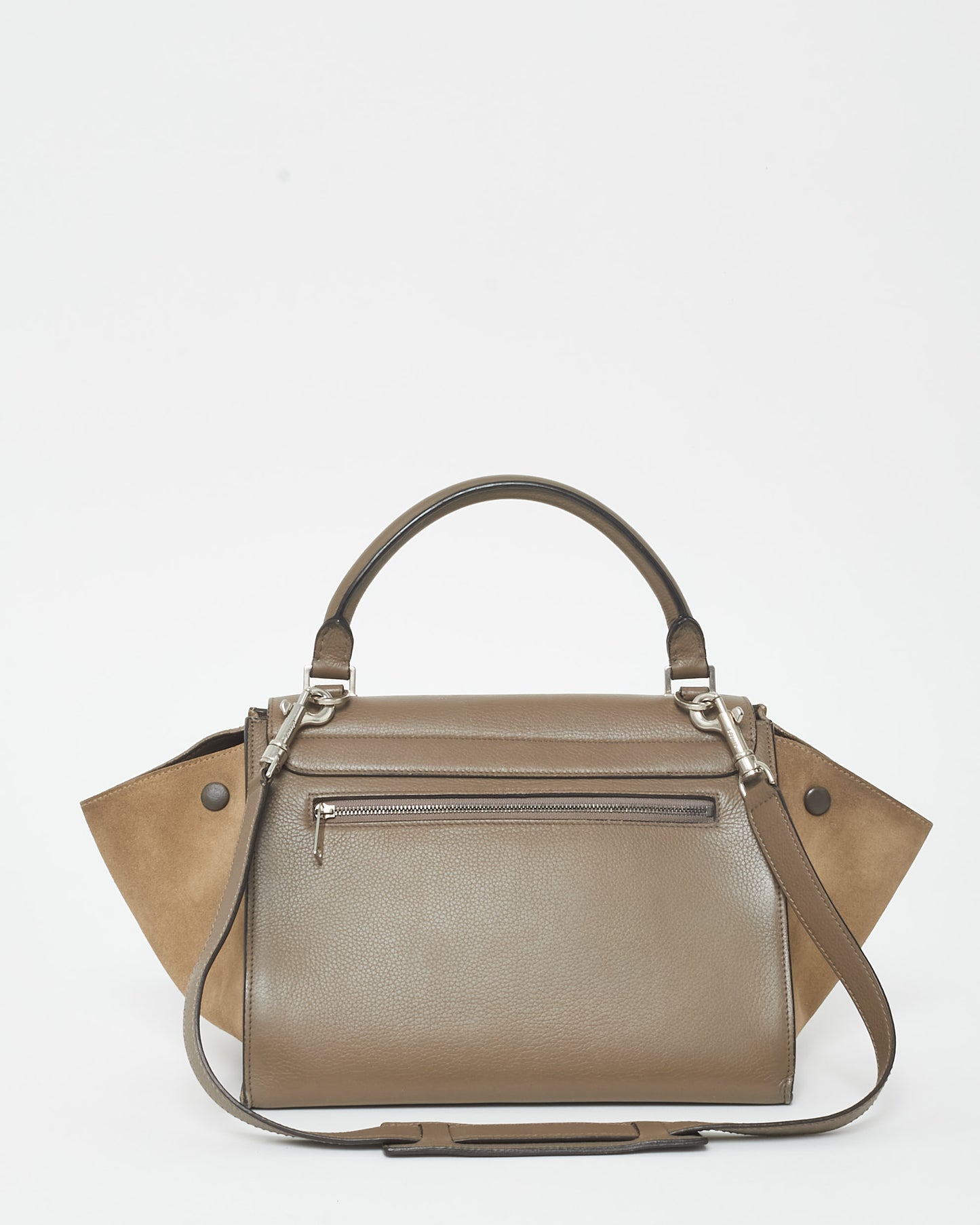 Celine Taupe Leather 
Suede Mini Trapeze Bag