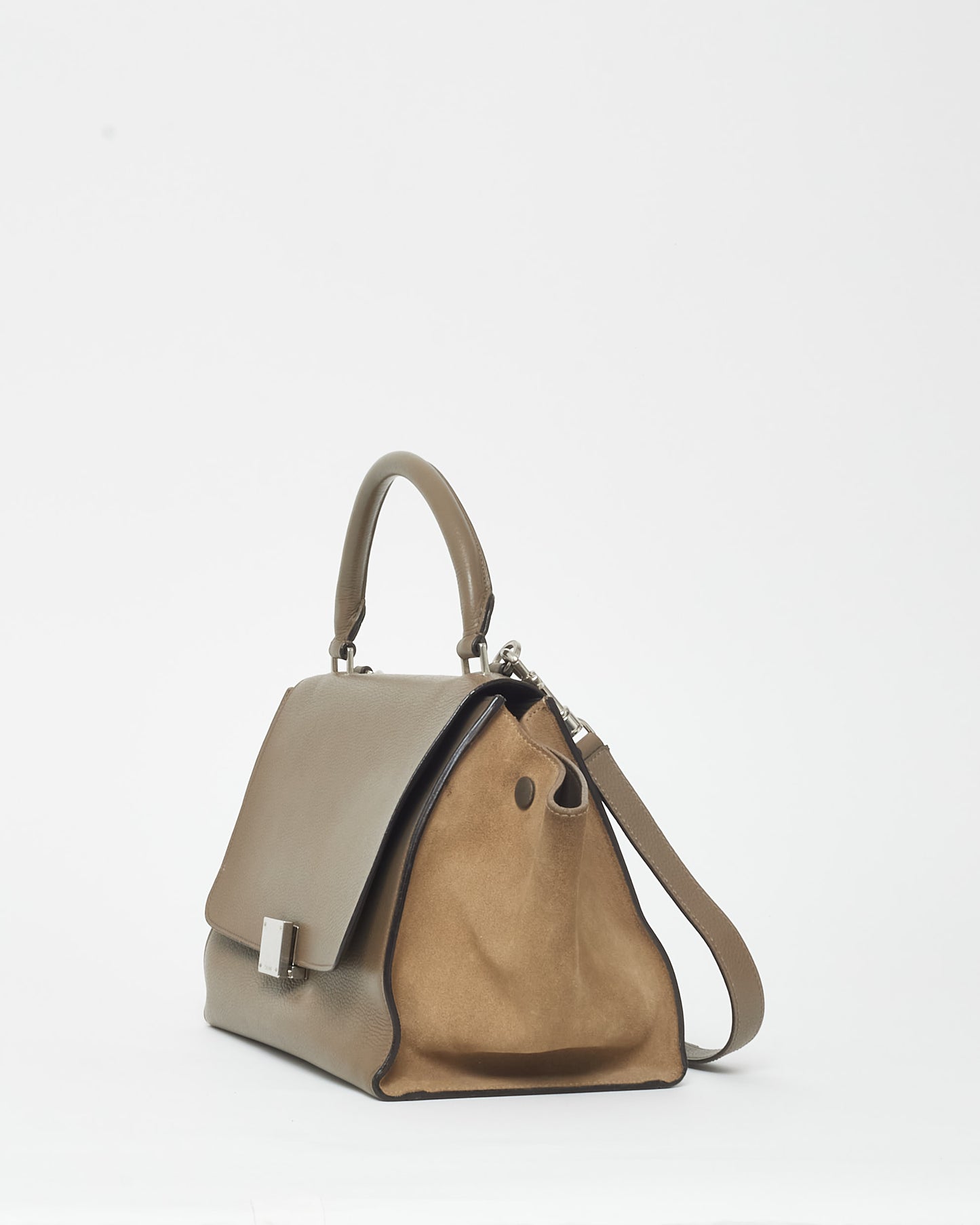 Celine Taupe Leather 
Suede Mini Trapeze Bag