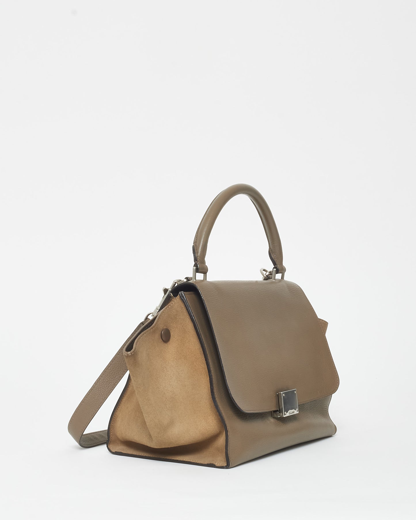 Celine Taupe Leather 
Suede Mini Trapeze Bag