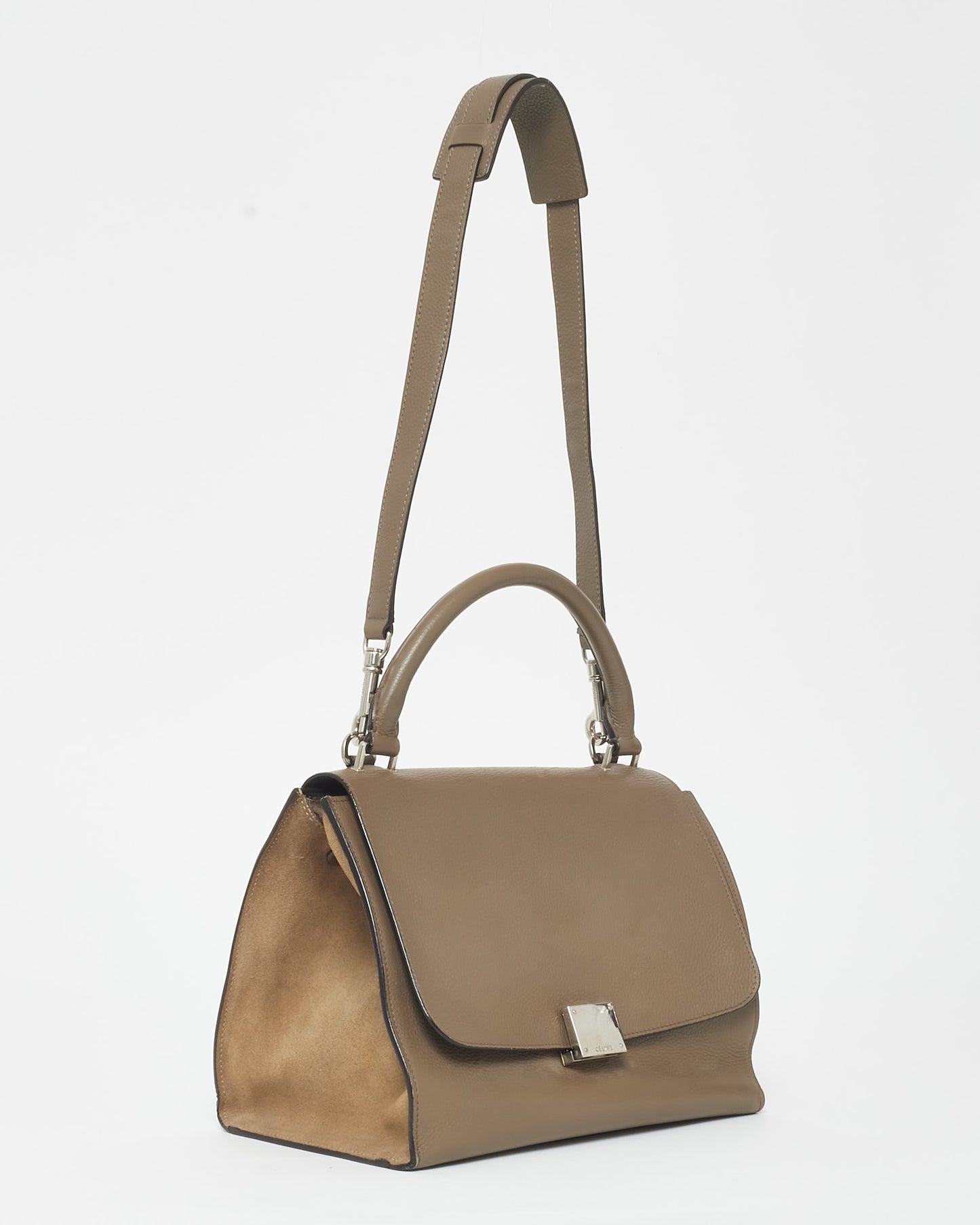 Celine Taupe Leather 
Suede Mini Trapeze Bag