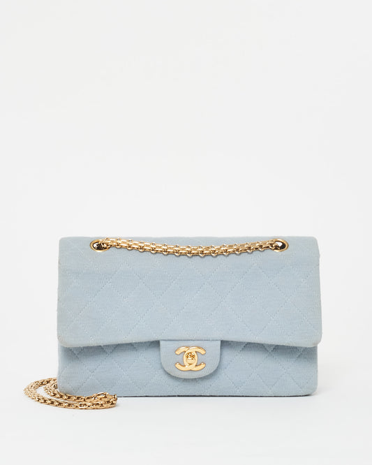 Chanel Light Blue Denim Small Double Flap Bag GHW 
Reissue Chain