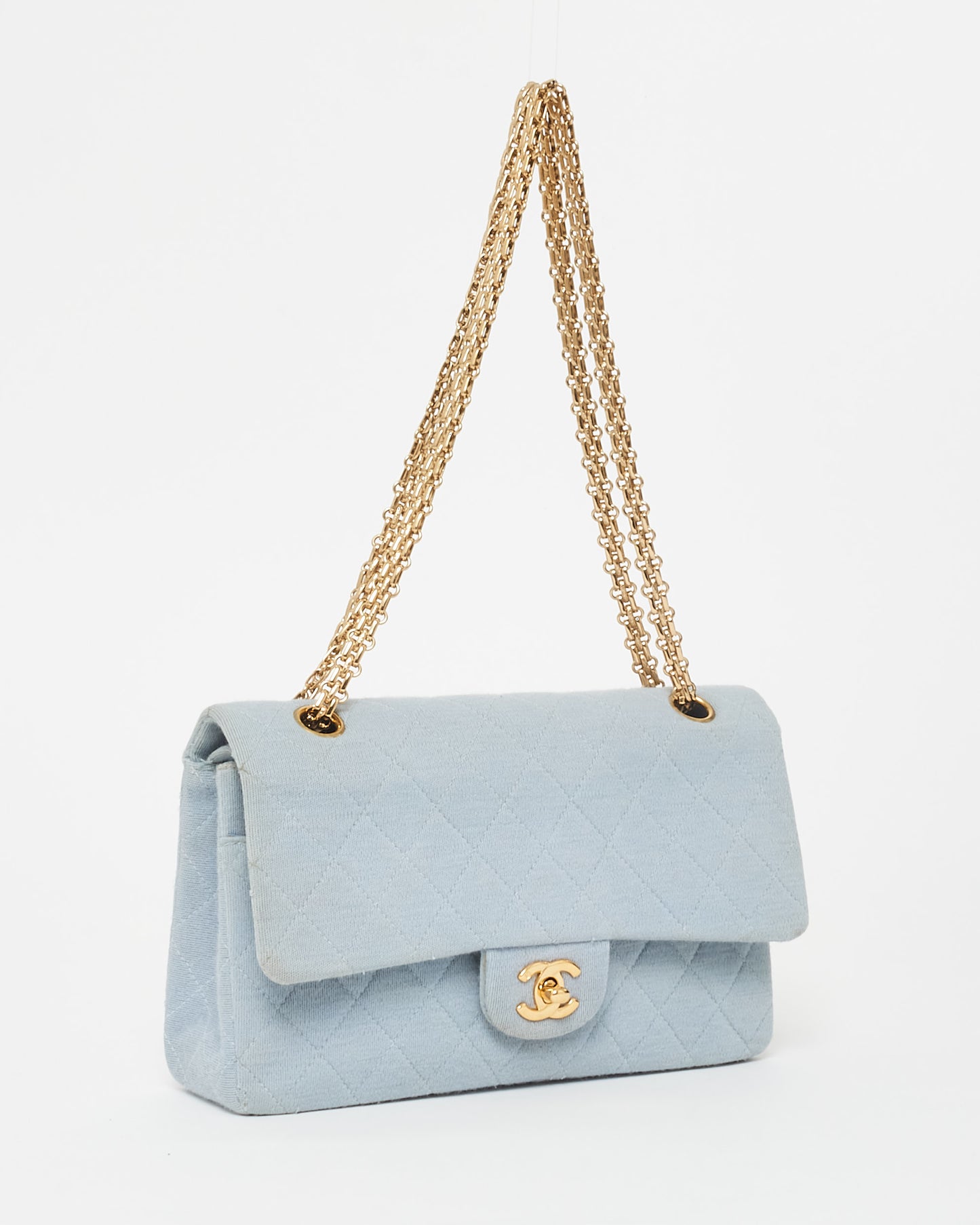 Chanel Light Blue Denim Small Double Flap Bag GHW 
Reissue Chain