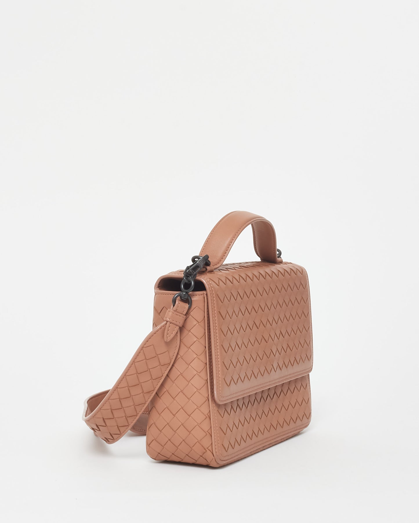 Bottega Veneta Vintage Blush Pink Leather Intrecciato Top Handle Bag