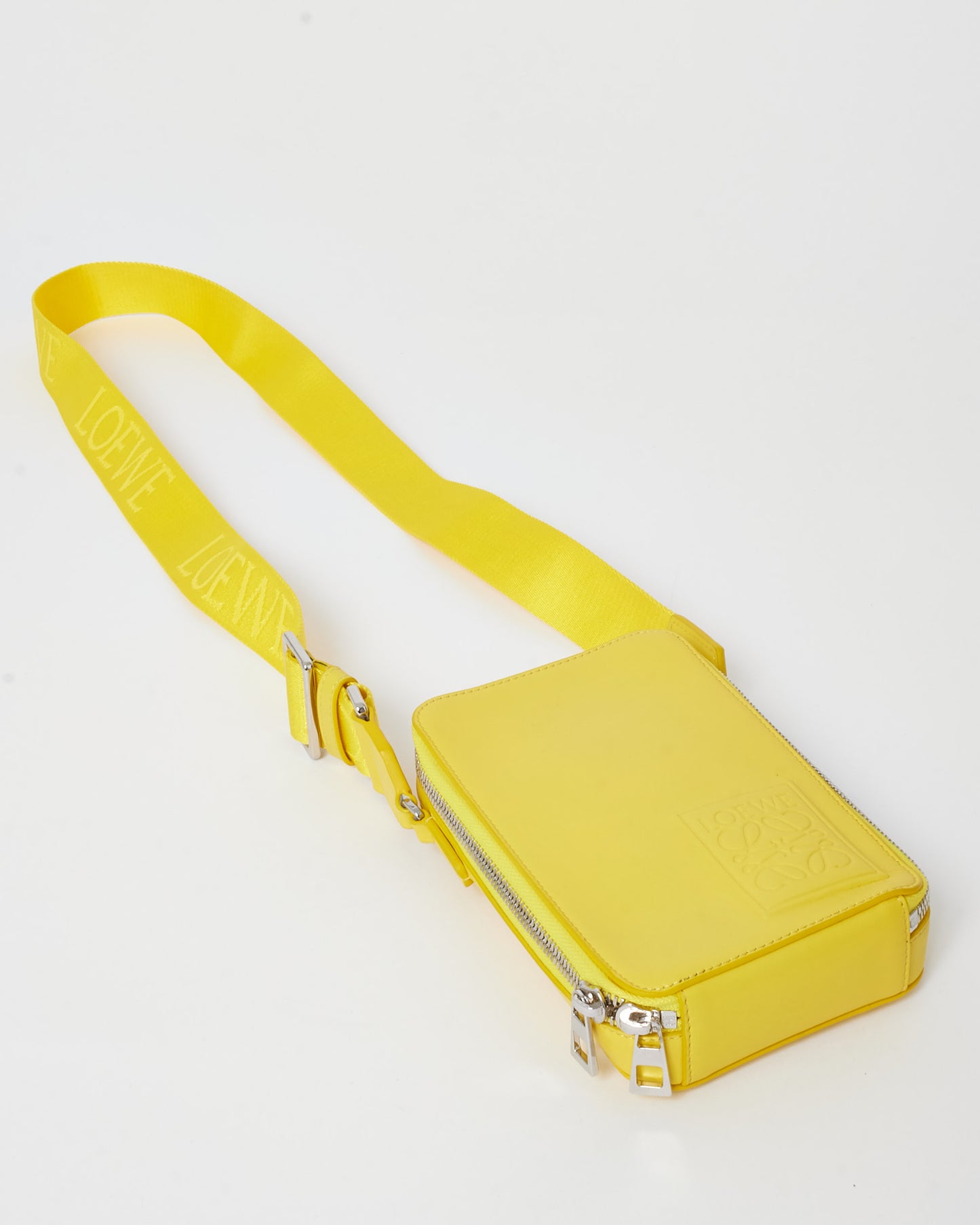 Loewe Yellow Leather Logo Vertical Pocket Crossbody Bag