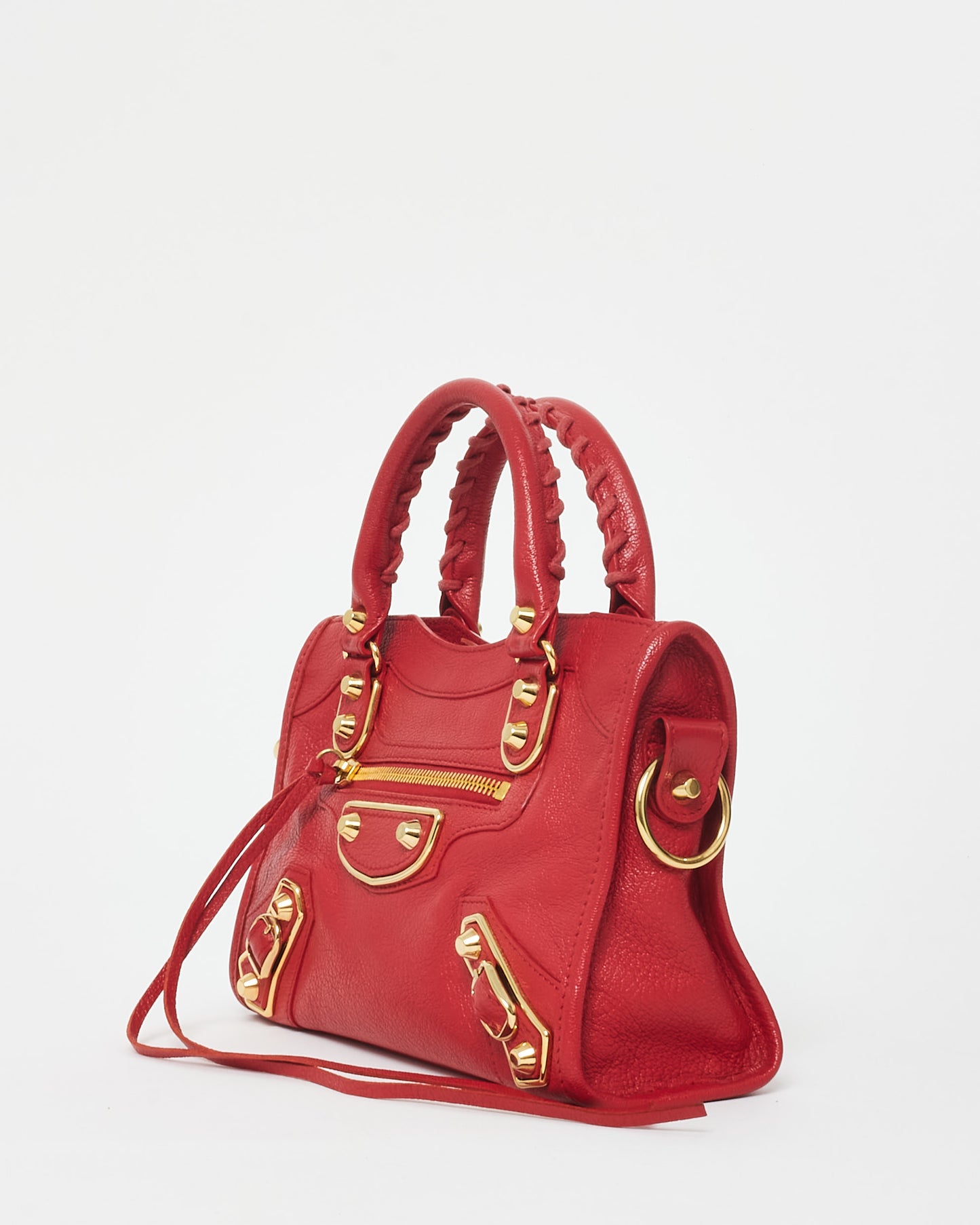 Balenciaga Red Leather Mini City Classic Edge Bag