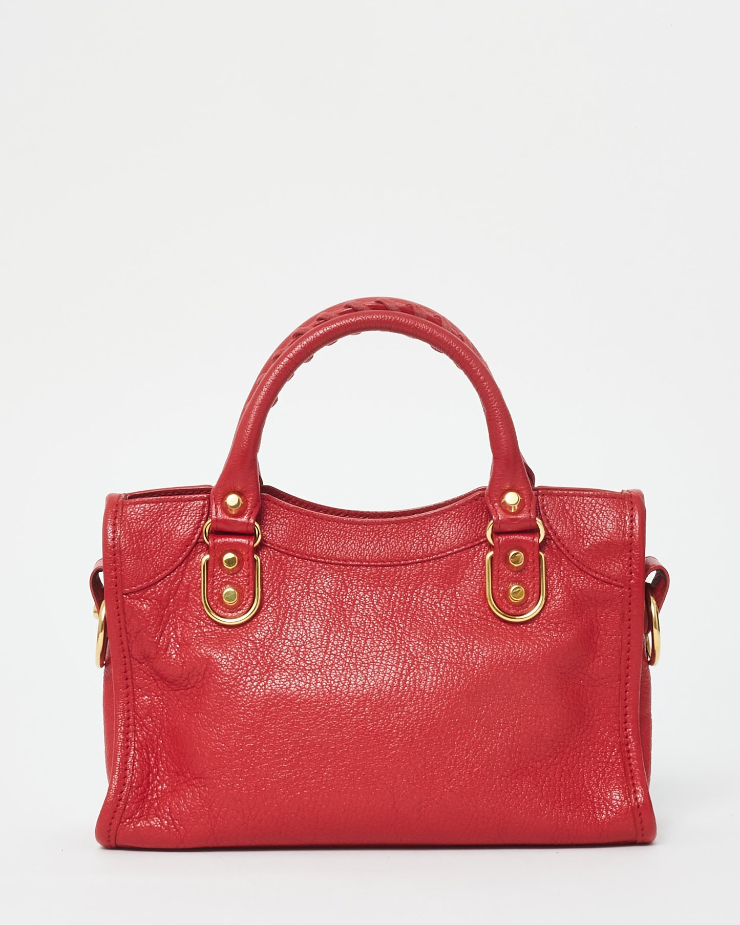 Balenciaga Red Leather Mini City Classic Edge Bag