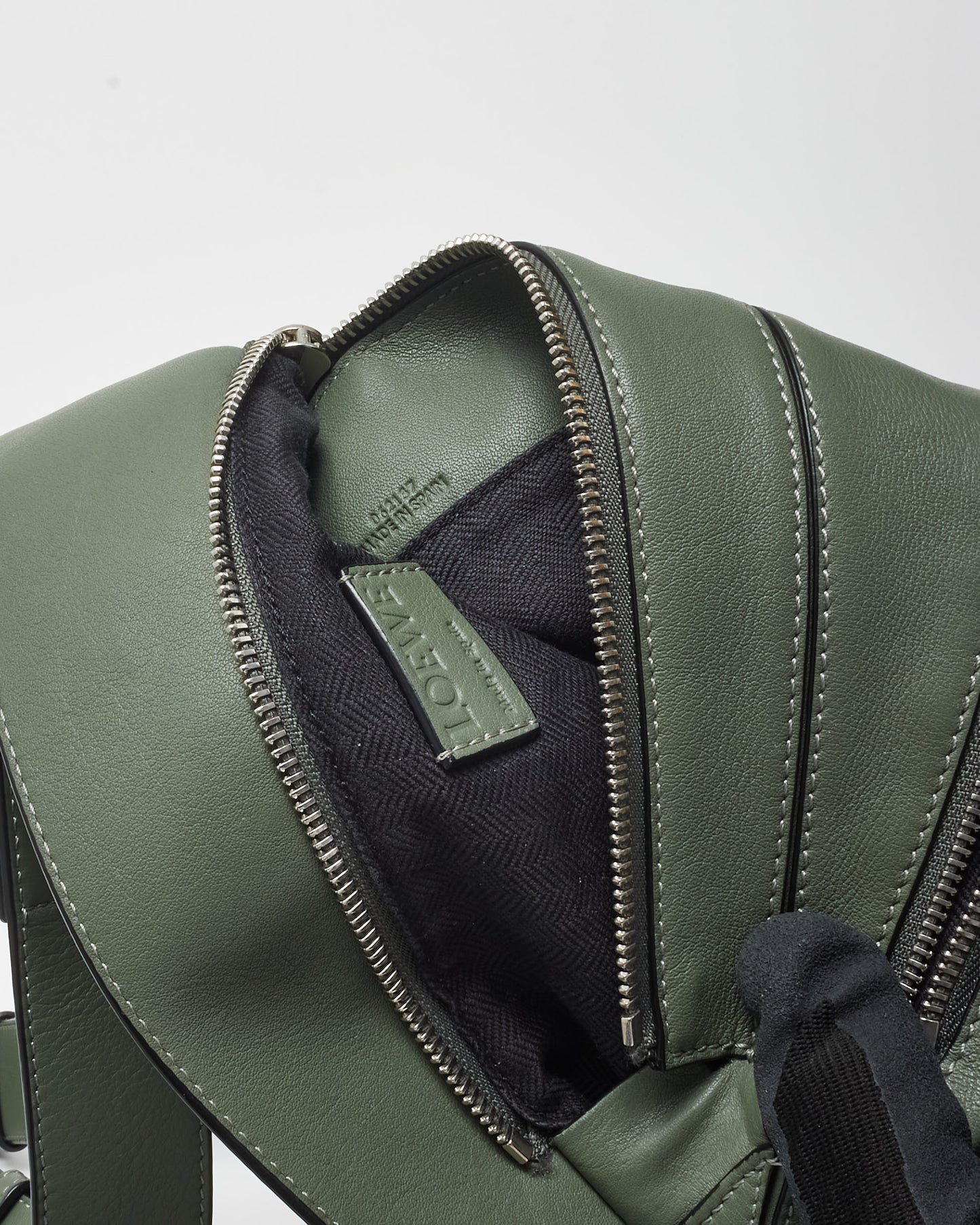 Loewe Army Green Leather Small Puzzle Bum Bag