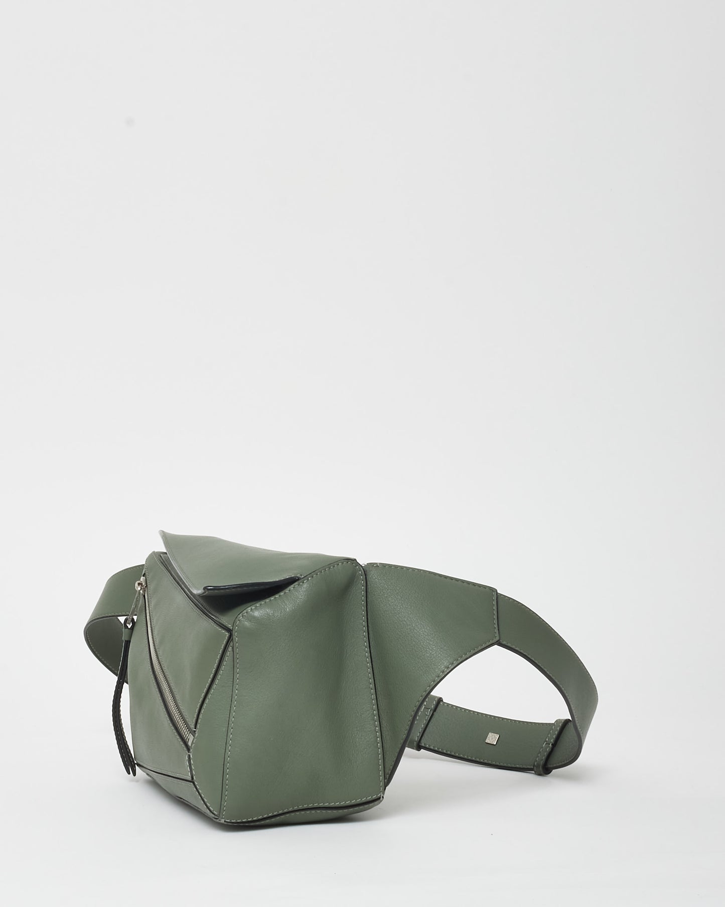 Loewe Army Green Leather Small Puzzle Bum Bag