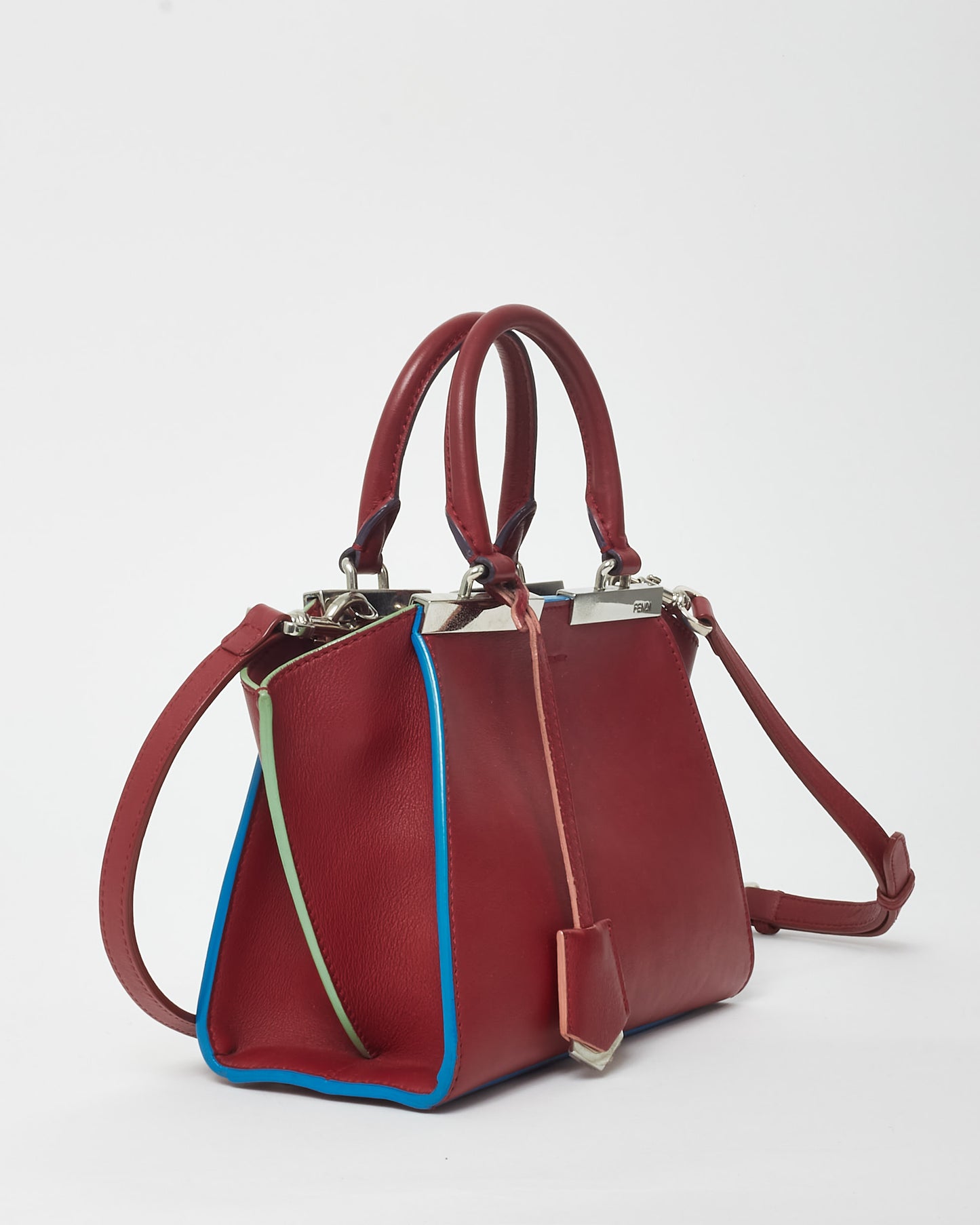 Fendi Dark Red W/ Turquoise Trim Mini 3Jours Bag