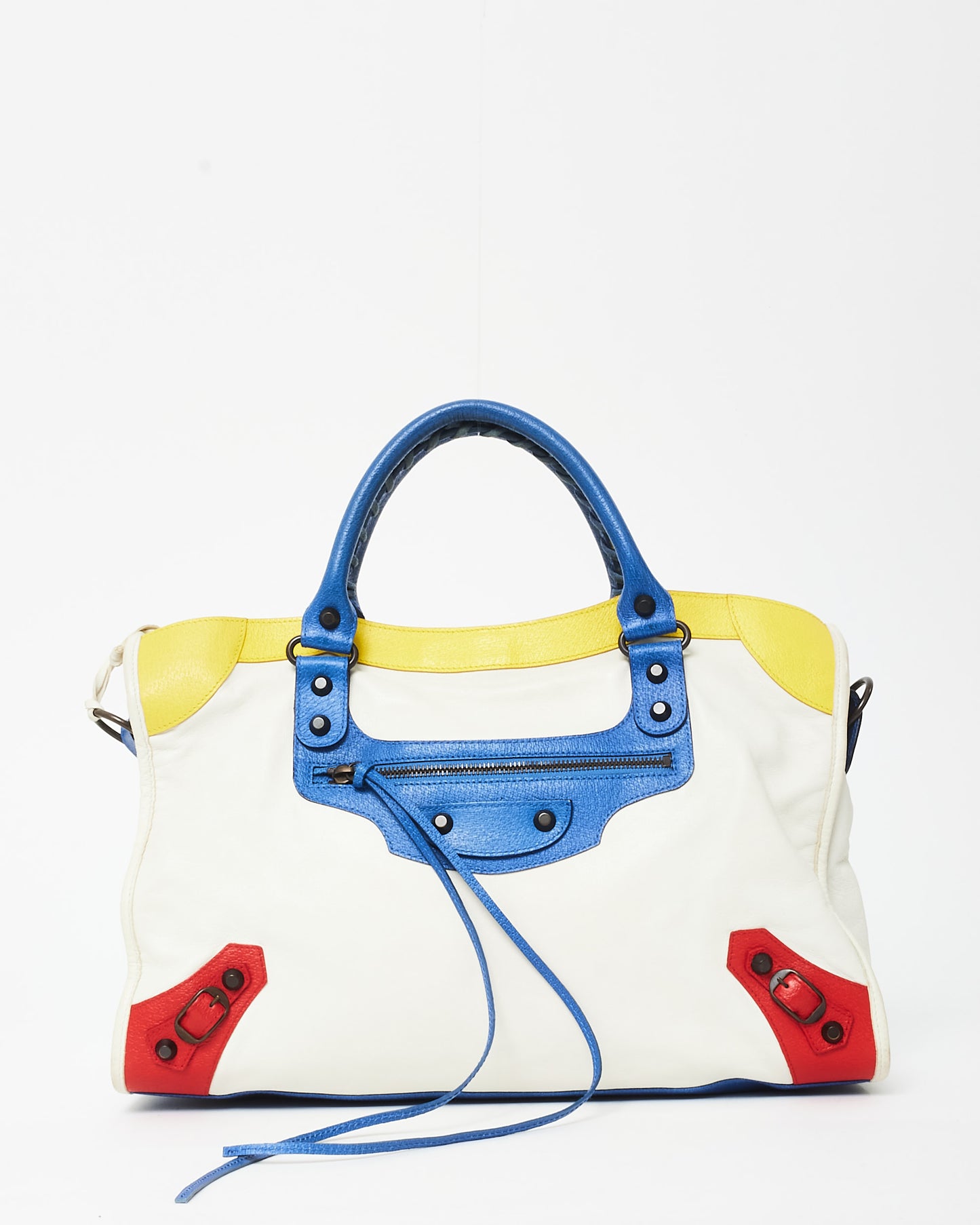 Balenciaga White Leather Mondrian LEGO City Bag